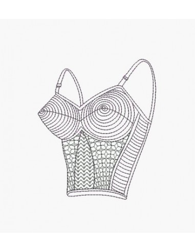 Motif de broderie machine bustier haute couture