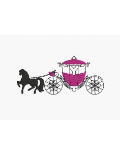 Instant download machine embroidery horse carriage