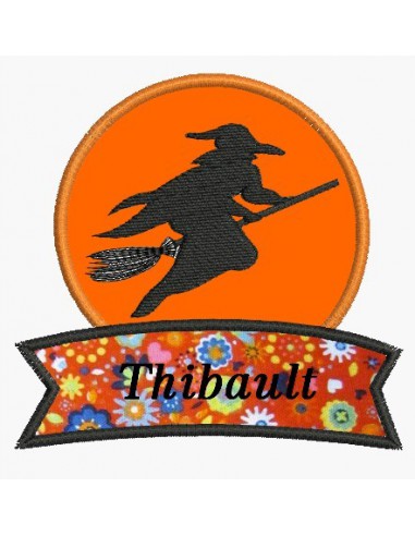 Motif de broderie machine sorcière d'halloween personnalisable