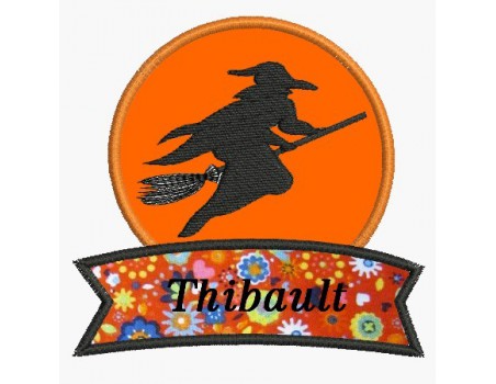 Motif de broderie machine sorcière d'halloween personnalisable