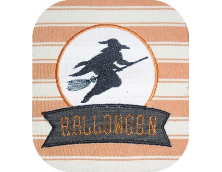 Motif de broderie machine sorcière d'halloween personnalisable