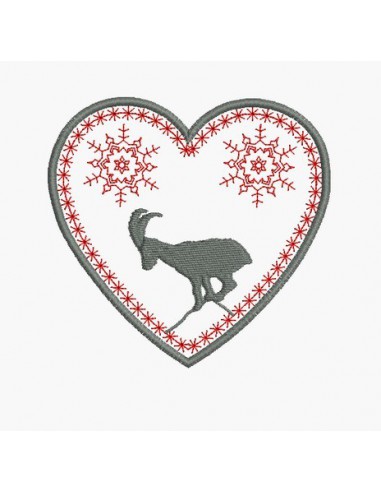 Motif de broderie machine coeur bouquetin