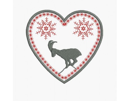 Motif de broderie machine coeur bouquetin