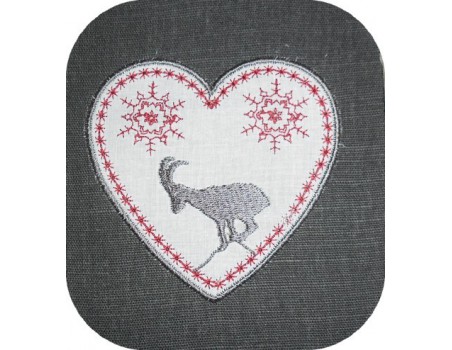 Motif de broderie machine coeur bouquetin