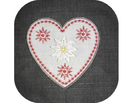 Motif de broderie machine coeur edelweiss