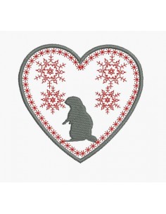 Motif de broderie machine coeur de montagne marmotte