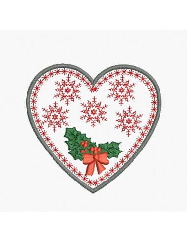 Motif de broderie machine coeur houx