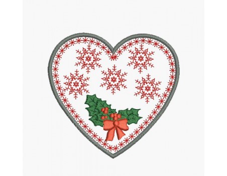 Motif de broderie machine coeur houx