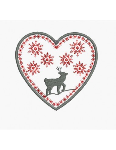 Motif de broderie machine coeur de montagne cerf