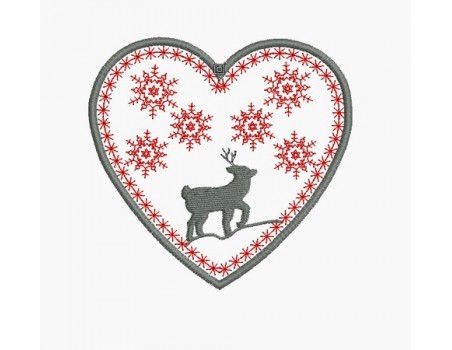 Motif de broderie machine coeur de montagne cerf