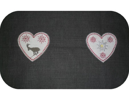 Motif de broderie machine coeur bouquetin