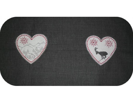 Motif de broderie machine coeur bouquetin