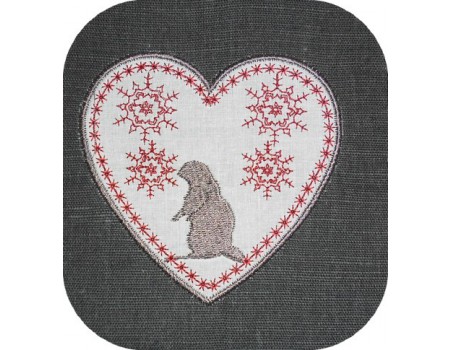 Instant download machine embroidery heart marmot mountain