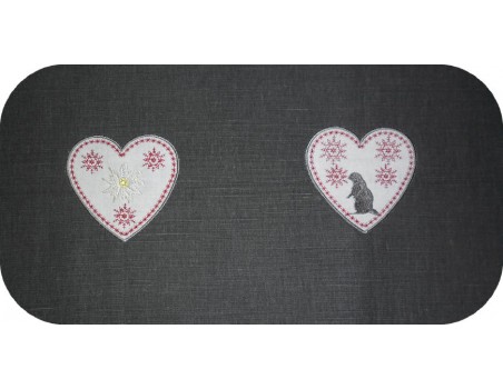 Motif de broderie machine coeur de montagne marmotte