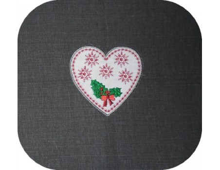 Instant download machine embroidery Heart of Christmas holly