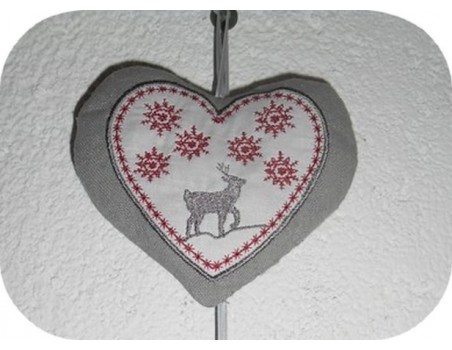 Instant download machine embroidery heart mountain deer