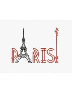 Motif de broderie machine Paris tour eiffel lampadaire