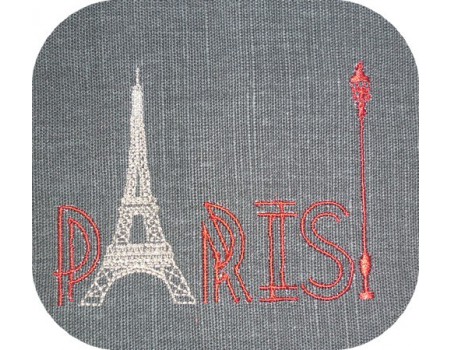 Motif de broderie machine Paris tour eiffel lampadaire