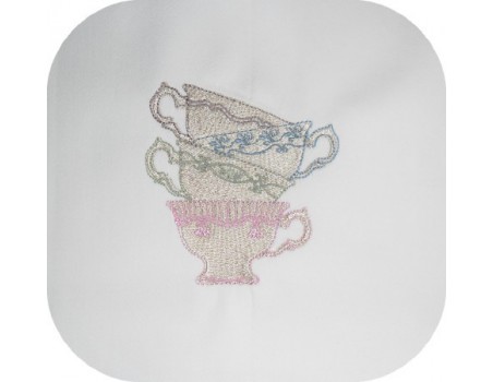 machine embroidery decorated porcelain cups