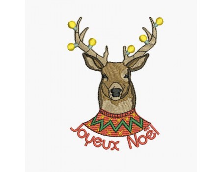 Motif de broderie machine cerf de Noël 