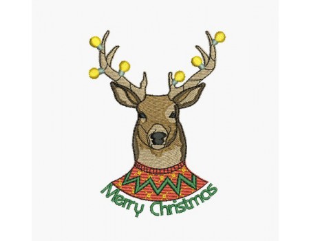 Instant download machine embroidery christmas deer