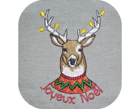 Motif de broderie machine cerf de Noël 