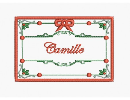 Motif de broderie machine étiquette de Noël personnalisable