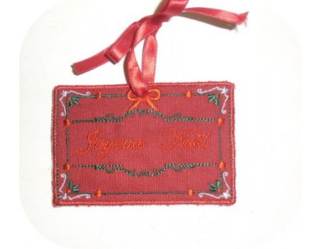 Motif de broderie machine étiquette de Noël personnalisable