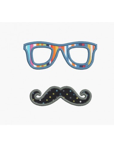Motif de broderie machine lunettes et moustache
