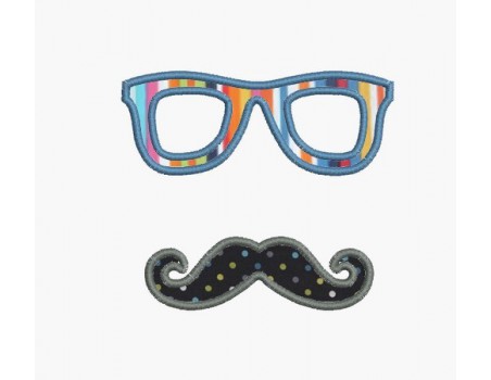 Motif de broderie machine lunettes et moustache