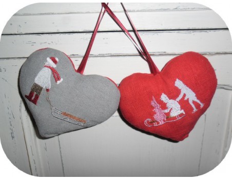 Instant download machine embroidery silhouettes of children sledging