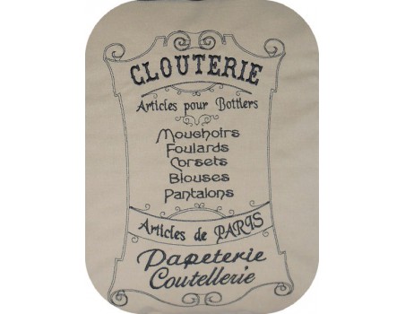 Motif de broderie machine cadre publicitaire rétro