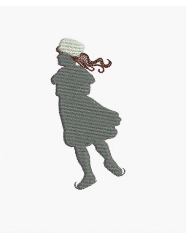 Instant download machine embroidery girl doing cutting