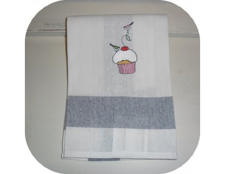 Motif de broderie machine cupcake oiseaux