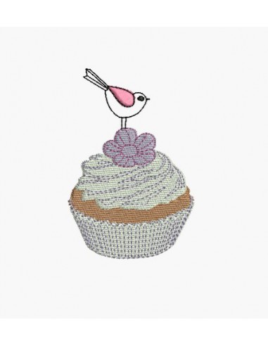 Instant download machine embroidery cupcake birds