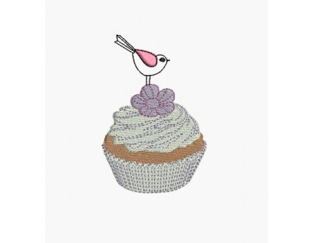 Instant download machine embroidery cupcake birds