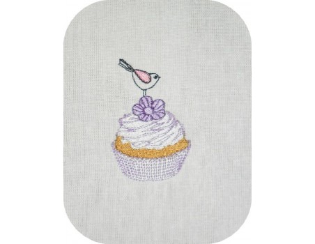 Instant download machine embroidery cupcake birds