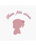 Motif de broderie machine profil petite fille chérie