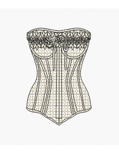 Motif de broderie machine lingerie bustier fleur