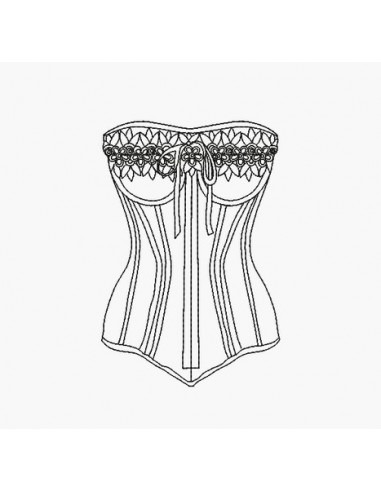 Motif de broderie machine lingerie bustier redwork fleur