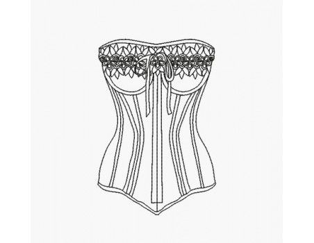 Motif de broderie machine lingerie bustier redwork fleur