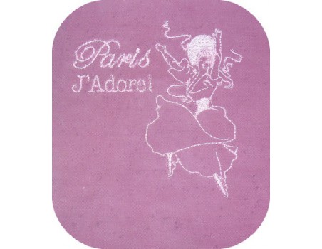 Instant download machine embroidery retro woman Paris j'Adore