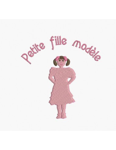 Motif de broderie machine silhouette petite fille modèle