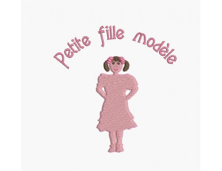 Motif de broderie machine silhouette petite fille modèle