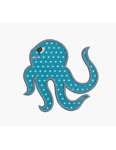 Motif de broderie machine appliqué pieuvre