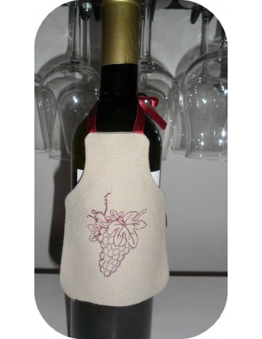 Motif de broderie machine tablier pour bouteille