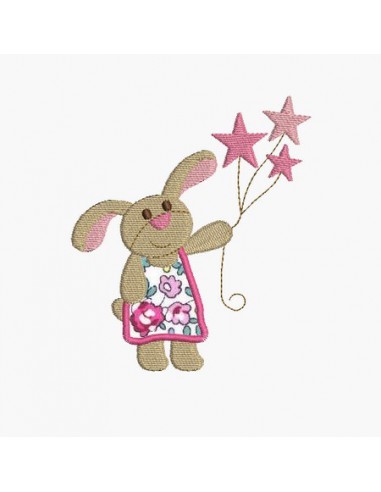 Instant download machine embroidery rabbit and star