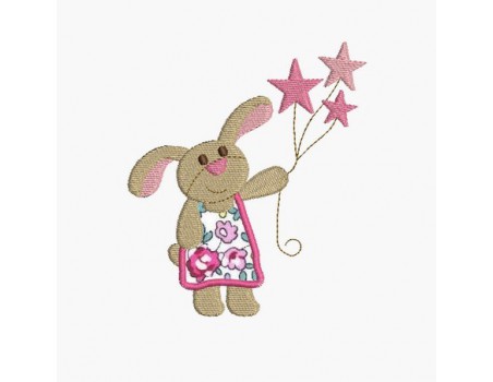 Instant download machine embroidery rabbit and star