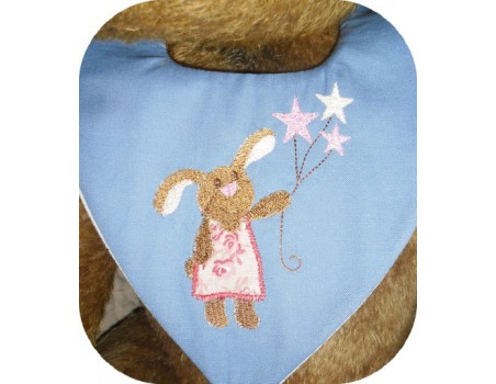 Motif de broderie machine lapine et  étoiles