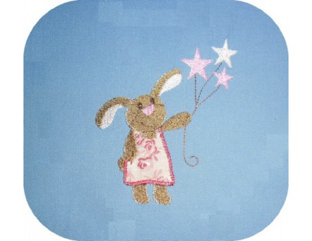 Instant download machine embroidery rabbit and star